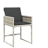 Wenjingqi 4007480 Gartensessel mit Kissen, 4 Stück, Polyrattan, Hellgrau, Grau