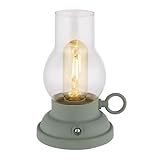 GLOBO Tischleuchte Tischlampe Akku USB dimmbar Nachttischleuchte Sturmlampe Touchdimmer, opal, LED 1W 65Lm warmweiß, LxBxH 12,5x10,7x17,5 cm