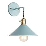 ZJHAHJY Nordische Macaron-Wandlampe – E27-Edison-Kerzen-Wandleuchte mit mattiertem Schirm, Wandleuchte fürs Bett, Schminktischbeleuchtung (Blau, Warmweiß)