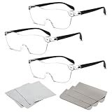 DBTW 3 Packs Lupenbrille für Brillenträger - 300%, 500%, 800% Vergrößerungsbrille, Lese Lupenbrille, Tragbare Leselupe mit Brillenetui, Naharbeit Anti- Blaulicht Leselupe für Nähen Handwerk Reparatur