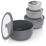 Arendo - Schüssel Set mit Deckel – 4er Set - Salatschüssel Rührschüssel - Schüsselset in verschiedenen Größen – lebensmittelecht – Spülmaschinen und Mikrowellen geeignet – rund 0,35 bis 2 Liter