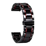 20 mm/22 mm Universal-Schnellverschlussarmband aus Edelstahl mit Faltschließe for Herren- und Damen-Keramikuhren(Black and red,20mm)