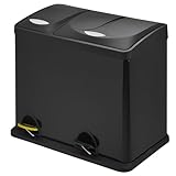 SVITA TC2Combo26 Küchen-Eimer 26Liter Schwarz 8L+18L kombiniert doppelt Abfalleimer 2er-Mülleimer Mülltrennung Treteimer