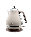 De'Longhi Wasserkocher Icona Vintage KBOV2001.BG - 1,7 l mit Wasserstandsanzeige und 360° Basis, Edelstahl in elegantem Retro Look mit Chrom-Details, beige