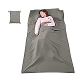AHUFGN Schlafsack Inlett Leichter Schlafsack-Innenschlafsack, weich, atmungsaktiv, bequem, for den Außenbereich, große Öffnung, for Camping, Hotel, Reiselaken(Deep Space Gray S)