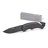 RICHARTZ PURA rescue black | Rettungsmesser mit Gurtschneider & Glasbrecher | robuste & rostfreie Qualitätsklinge | Rescue-Messer mit Safety-Lock-Verriegelung | Klappmesser mit rutschfestem Griff