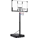 Yaheetech Basketballkorb Outdoor Verstellbare Korbhöhe 228 bis 303 cm Basketballständer mit Rollen für Kinder Basketballkorb im Innenbereich/Garten/Hinterhof