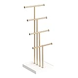 Amazon Basics Blatt Schmuckständer, Baum-Design, 4 Ebenen, Weiß/Messing