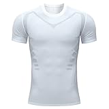 Nidddiv Bio Shirt Herren Herren Kompressionsshirts Herren Kurzarm Base Layer Athletic Undershirt Gear Workout T-Shirt Herrenoberhemden (White, XL)