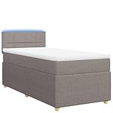 Eleganz Boxspringbett mit Matratze 90x190 cm Taupe Stoff - Bequemes Betten Set für Schlafzimmer, Langlebig & Atmungsaktiv - Perfekt für kleine Räume
