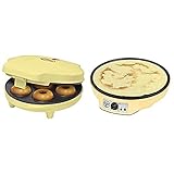Bestron Donut Maker + Bestron Crêpes Maker im Retro Design, Gelb