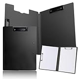 Klemmbrett A4, Premium Klemmbrettmappe mit Deckel, Foldover Clip Boards Doppelclip Kunststoff Ordner, Schwarz Leichtes Klemmmappe für Geschäft Büro Schule