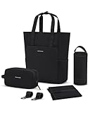 Kapten & Son Rucksack Lindby Diaper Set All Black 12 L | 2in1 Wickelrucksack & Wickeltasche mit Kinderwagen- und Kofferbefestigung | inklusive Kulturtasche, Wickelunterlage & isolierter Flaschenhalter