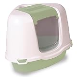 Ella Corner Katzenklo mit Deckel. Plastik-Katzentoilette mit Luftfilter. Keine Ausbreitung von Geruch und Katzenstreu. Einfache Reinigung. 55 x 42,5 x 42 cm. Grün