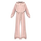FGUUTYM Girl 2 Piece Outfits 2024 Fall Fashion Trendy Sweatsuit Oversized Sweatshirt Sweatpants Matching Sweat Set Geschwister Partnerlook Mädchen (Red, 10-11 Years)