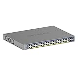 NETGEAR 52-Port PoE Gigabit Ethernet Smart Switch (GS752TXP) Managed, mit 48 PoE+ bei 380 W, 4 10G-SFP+, optionales Insight Cloud Management, Wand- oder Rack-Befestigung und eingeschränkte Garantie