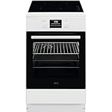 AEG Standherd mit Induktions-Kochfeld 50 cm/SteamBake-Feuchtigkeitszugabe/AirFry-Rost/Grill-Funktion/A/Display mit Uhr / 2 Paar Teleskopschienen/Weiß / CIB56494BW