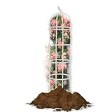 Rankgitter Metall+Kunststoff, Garden Obelisk Rankhilfe, Pflanzenstütze Rankobelisk, Kletterpflanzen Rankhilfe für Rosen und Blumen Tomaten, Vogelkäfigform(Weiß,D 36x H 85cm)