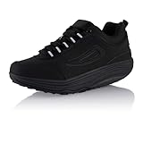 Fusskleidung® Damen Herren Sneaker Abrollsohle Sportschuhe leichte Gesundheitsschuhe Schwarz Schwarz Silber EU 38