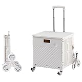 Robuster Einkaufswagen mit Deckel und 360° drehbaren Rädern, Teleskopgriff, faltbarer Mehrzweckwagen, 65 l, Einkaufstrolley mit geräuschlosem, grünem Rahmen aus Aluminiumlegierung