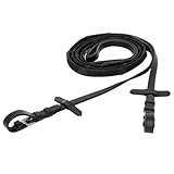 EQUESTRIAN QUEEN Magna Gummizügel – 22 mm antirutsch Gummizügel mit Stopper und Butterfly-Knöpfen, Edelstahl-Schnallen – Rutschfester Griff (Schwarz, Pony)