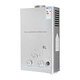 8l Gas Durchlauferhitzer LPG Warmwasserbereiter Propan-Durchlauferhitzer Mit Digitalanzeige Einstellbare Temperatur Und Saisonale Für Zuhause Wohnmobil Und Im Freien Mit Duschkopf