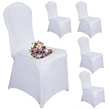 HOMURY 5 Stück Stuhlhussen Weiß, Stuhlhussen Hochzeit, Bankettstuhl Dekoration Stuhlhussen, Universeller Stretch Stuhlbezug, Spandex Stuhlbezug, Stuhlüberzüge für Bankettstuhl Hochzeit und Feier