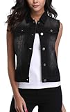 Miss Moly Kurze Jeansweste Damen Ärmellose Jacke Beiläufig Jeans Outwear Schwarz - M