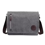 Canvas Messenger Bag Laptoptasche für Männer Frauen für Schule Arbeit Reise Messenger Bag mit Halter, grau, Einheitsgröße