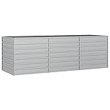 vidaXL Garten Hochbeet Pflanzbeet Gemüsebeet Pflanzkasten Blumenbeet Blumenkasten Frühbeet Pflanzkübel Blumenkübel 240x80x77cm Verzinkter Stahl Silbern