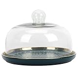 Kuchenständer Keramik Tortenplatte Kuchen Glasglocke: Porzellan Teller mit Kuchenglocke Tortenständer Haube Tortenglocke Glas Käseglocke Torten Glashaube Lebensmittel Abdeckung Cover 10 Zoll