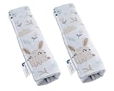 Medi Partners Gurtpolster Kinder 2 Stück Autogurt Polster Gurtschutz für Auto - 17x22cm 100% Baumwolle Minky Schulterpolster Kids Gurt Schutz Sicherheitsgurt (Glade mit graue Minky)