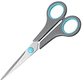 Asdirne Schere, Edelstahlklingen, weicher Griff, geeignet für Haushalte, Büros und Schulen, Allzweck, Blau/Grau, 16,2 cm