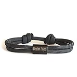 Bester Papa Gravur Armband, Personalisiertes Segeltau Armband, Surfer Armband mit Wunschgravur, Vatertagsgeschenk, Für Ihn, schwarzer Edelstahl