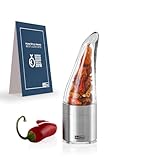 AdHoc Chili Schneider Pepino – Manuelle mini Chilimühle & Gewürzmühle für getrocknete Chili, mit Edelstahl-SchneidWerk, kompakter Chili Zerkleinerer, Handmühle, aromaschonend, für Küche & unterwegs