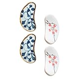 Veemoon 4 Stück Keramik Essstäbchenhalter Retro Stil Kompakte Essstäbchenablage für Japanisches Dekor Zuhause Leicht und Elegant