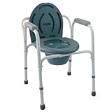 Mobiclinic®, Toilettenstuhl, Mit Deckel, Herausnehmbarer Eimer, Verstellbar in 5 Höhen, Modell Arroyo, Rutschfeste Fußkappen, Armlehnen, Trägt bis zu 100 KG, Stuhl mit Toilette, Stahl
