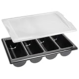 GRÄWE Besteckkasten mit 4 Fächern und Deckel, Besteckaufbewahrung, Besteckbehälter, Besteckkasten aus Kunststoff, schwarz, Made in Germany