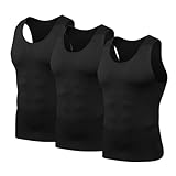 HYCOPROT 3 Pack Kompressions Tank Tops für Herren, Atmungsaktives Ärmelloses T-Shirt Quick Dry Unterhemd Funktionsshirt Achselshirts für Fitness Gym (M, Schwarz)