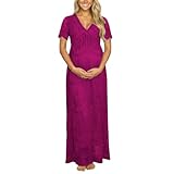 Bauzuoyo Umstandskleid Damen Festliches Sommer Spitzenkleid Spitze Lang V-Ausschnitt Negligee Schwangerschafts Cocktailkleid Abendkleid Fotografie Kleider Party Hochzeit Maxikleid