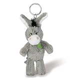 NICI 47868 Schlüsselanhänger Esel mit gesticktem Kleeblatt 10cm, GRAU