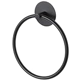 Meplait Badezimmer Handtuchring Edelstahl Badezimmer Handtuchhalter Kleber Wandmontage Handtuchhalter für Badezimmer (Schwarz)