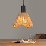 Deboola Hängelampe Boho Pendelleuchte Rattan 1 Flammig Esstischlampe Vintage Geflochten Hängeleuchte Lampenschirm Papierseil E27 Pendellampe für Esszimmer Schlafzimmer/Ohne Leuchtmittel