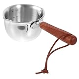 TOYANDONA Edelstahl Schmelzschale mit Holzgriff Butter Schmelz Käse Schmelzschüssel für Backen Kochen Vielseitig Einsetzbar Hitzebeständig Langlebig