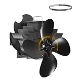 Kaminventilator, 4 Aluminium-Flügel, Magnetische Montage, Stromlos, Schwarz, 21 x 20 x 18 cm,Leise Ofenventilator Ohne Strom für Kaminofen/Kamin/Ofen/Holz/Ofenrohr,mit 1 Sicherungsring