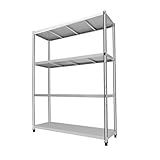 PattenlLevi Edelstahlregal 120x40x150cm Verstellbaren Höhe Standregal für Schwere Lasten mit 4 Böden,Max 50kg Edelstahl Schwerlastregal Küchenregal Lagerregal für Küche Werkstatt