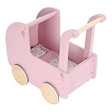 Little Dutch Puppenwagen Holzpuppenwagen inkl. Bettzeug Gummierte Räder - Soft Flowers rosa