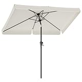 SONGMICS Sonnenschirm 300 x 200 cm, rechteckiger Balkonschirm, Sonnenschutz UPF 50+, beidseitig um 30° knickbar, für Garten, Terrasse, ohne Ständer, beige GPU058M01