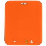 Vitafit 15kg Küchenwaage Digital mit Hoher Präzision 1g, Waagen-Profifabrik SEIT 2001, Digitalwaage zum Kochen und Backen, Briefwaage mit LED, 3 AAA-Batterien, Erfrischende Orange