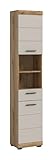 xonox.home – Hochschrank Scout 37x191x31 cm in Evoak Oak und Kaschmir Nachbildung matt – Schmaler Bad-Hochschrank mit viel Stauraum – modern, platzsparend & wohnlich